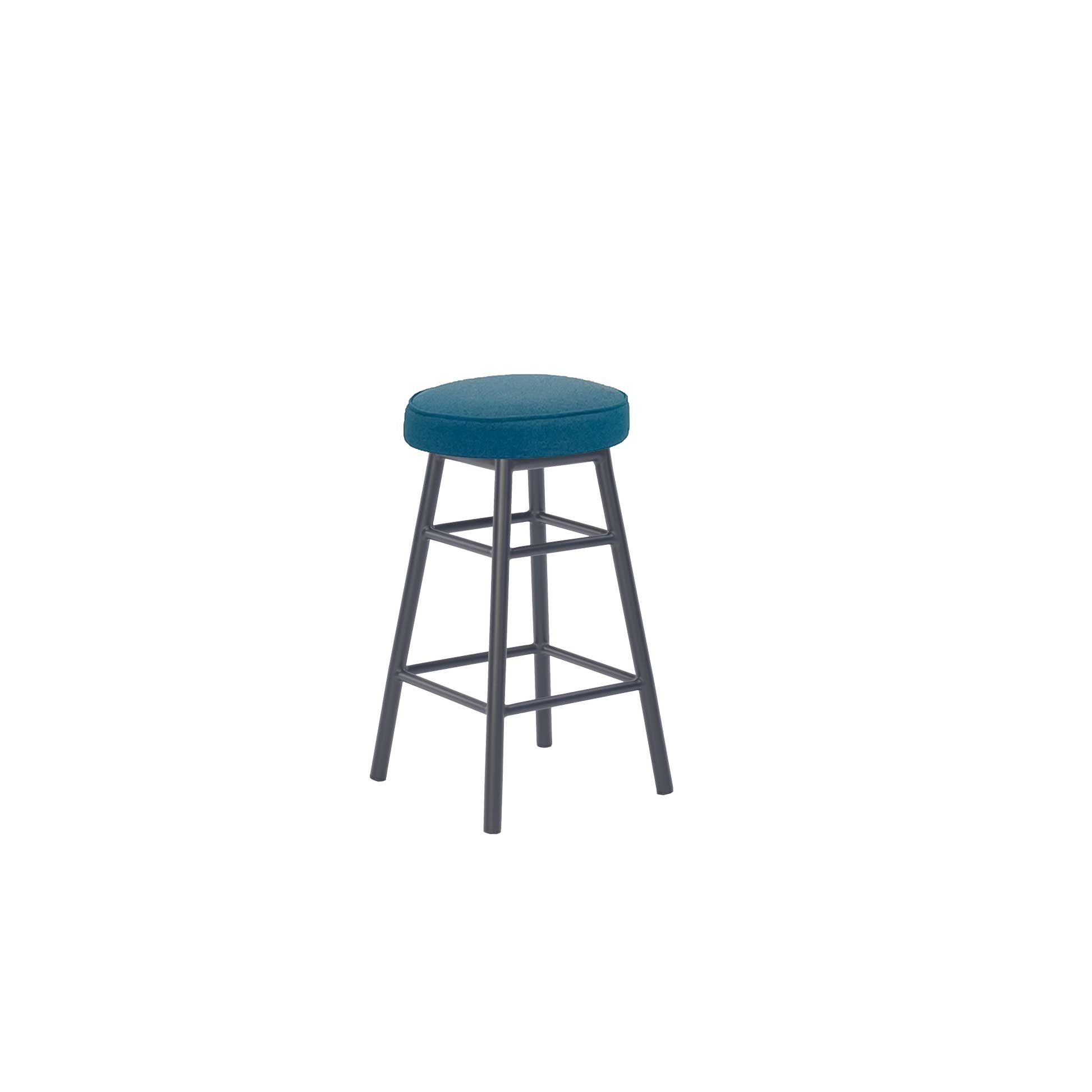 Dan Alu Bar Stool Black - Upholstered Seat - Blaze 121