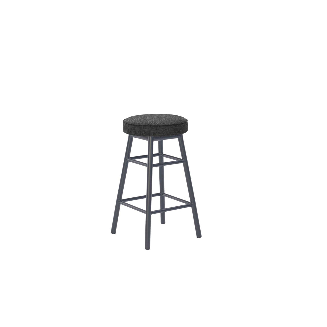 Dan Alu Bar Stool Black - Upholstered Seat - Karl Dark Grey