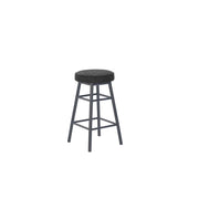 Dan Alu Bar Stool Black - Upholstered Seat - Karl Dark Grey