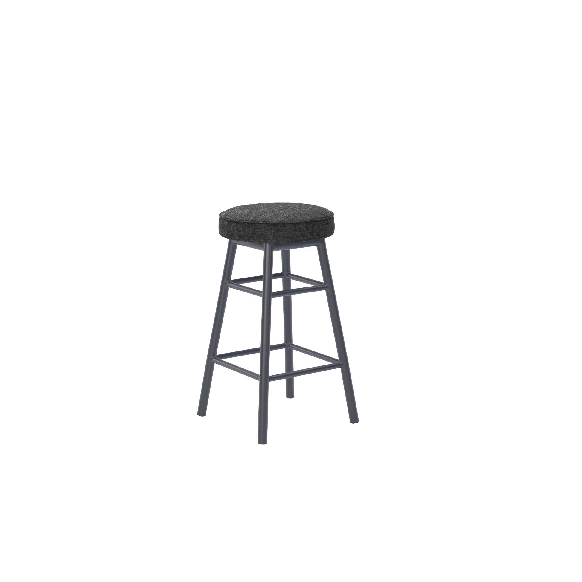 Dan Alu Bar Stool Black - Upholstered Seat - Karl Dark Grey