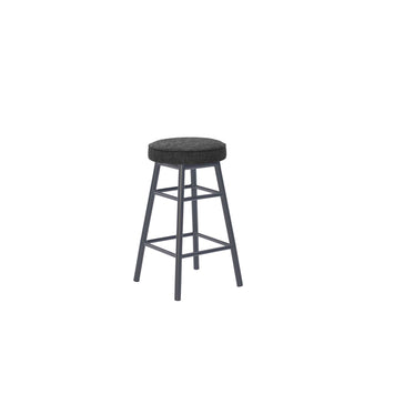 Dan Alu Bar Stool Black - Upholstered Seat - Karl Dark Grey