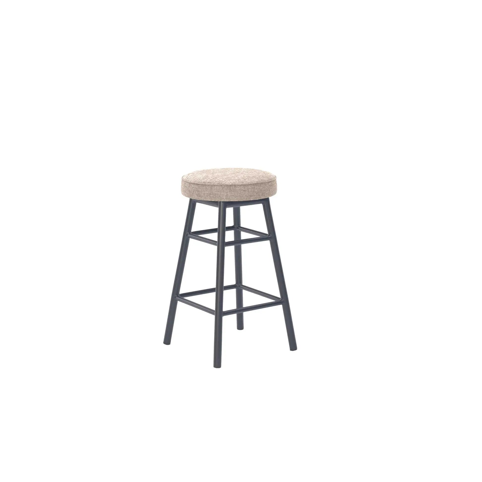 Dan Alu Bar Stool Black - Upholstered Seat - Karl Wheat