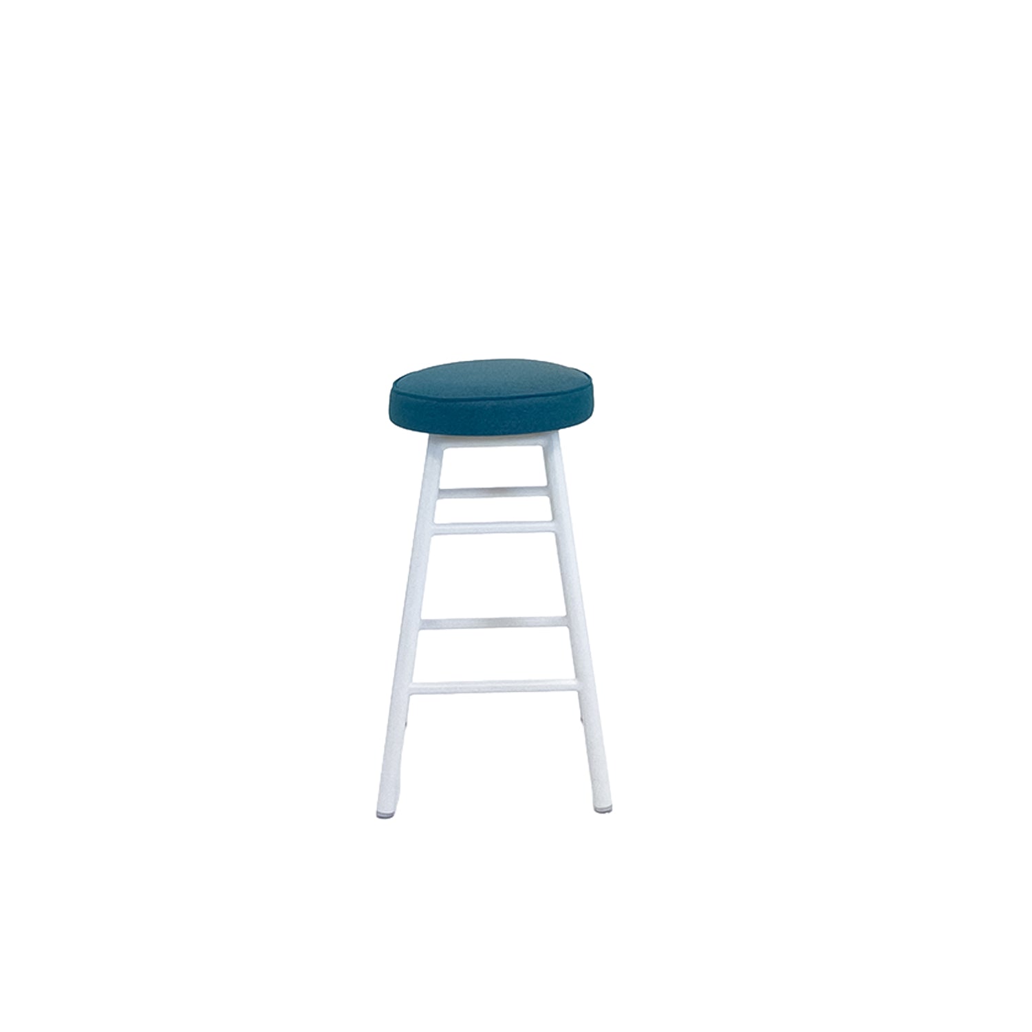 Dan Alu Bar Stool White - Upholstered Seat - Blaze 121