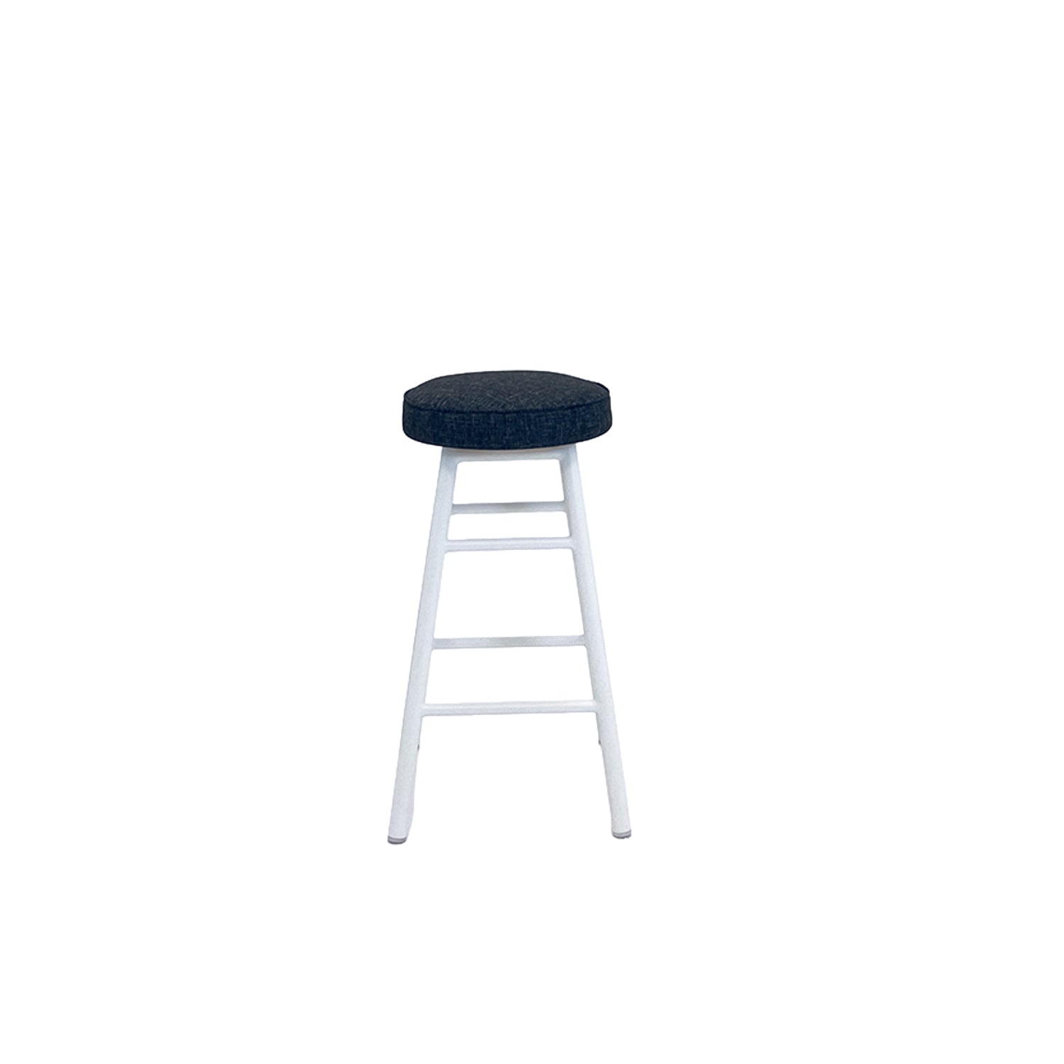 Dan Alu Bar Stool White - Upholstered Seat - Karl Dark Grey