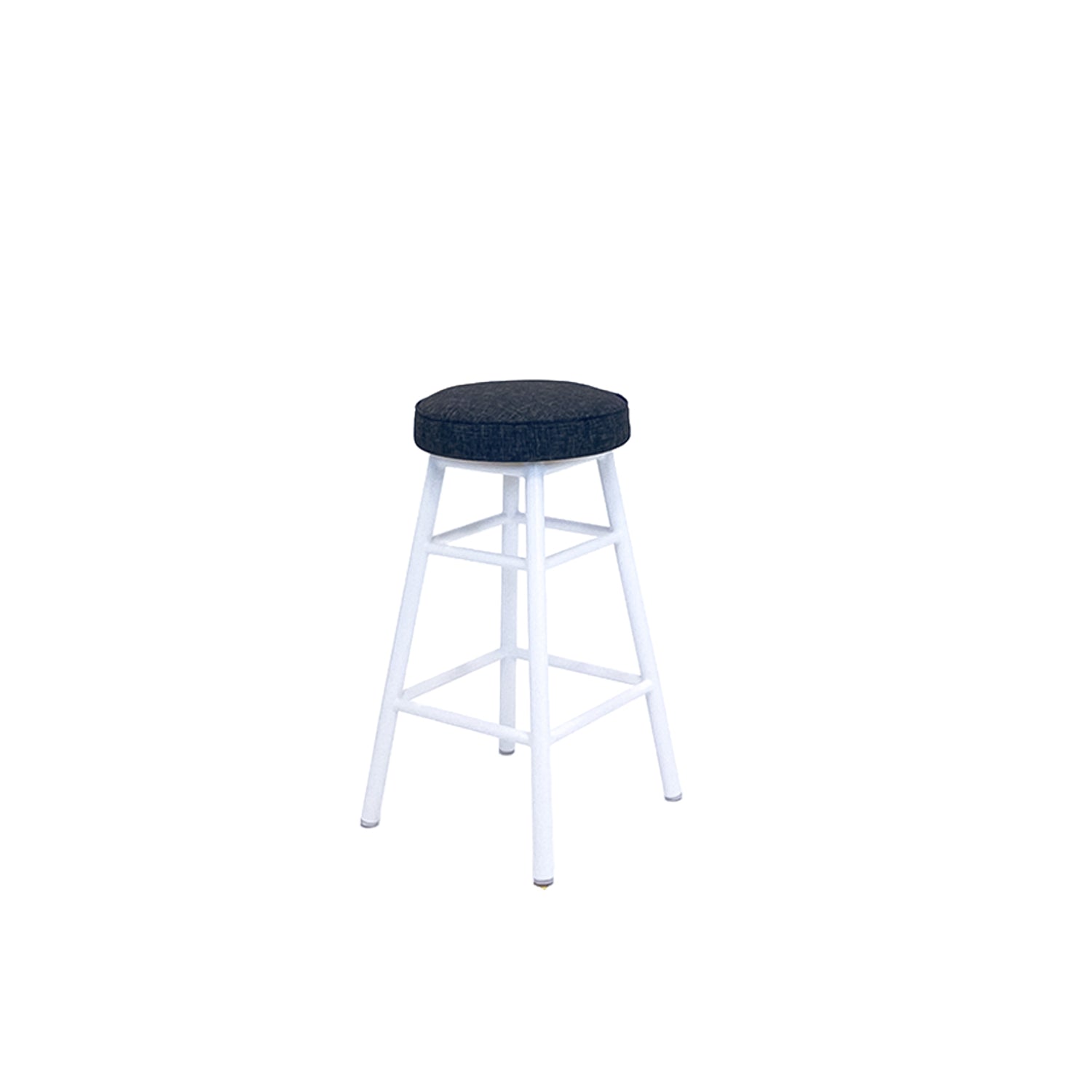 Dan Alu Bar Stool White - Upholstered Seat - Karl Dark Grey