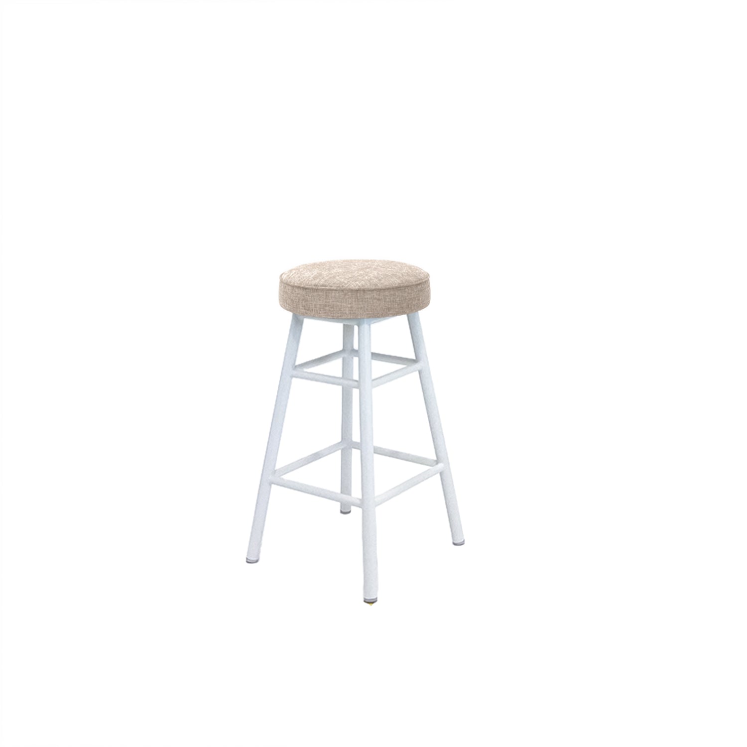 Dan Alu Bar Stool White - Upholstered Seat - Karl Wheat