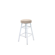Dan Alu Bar Stool White - Upholstered Seat - Karl Wheat