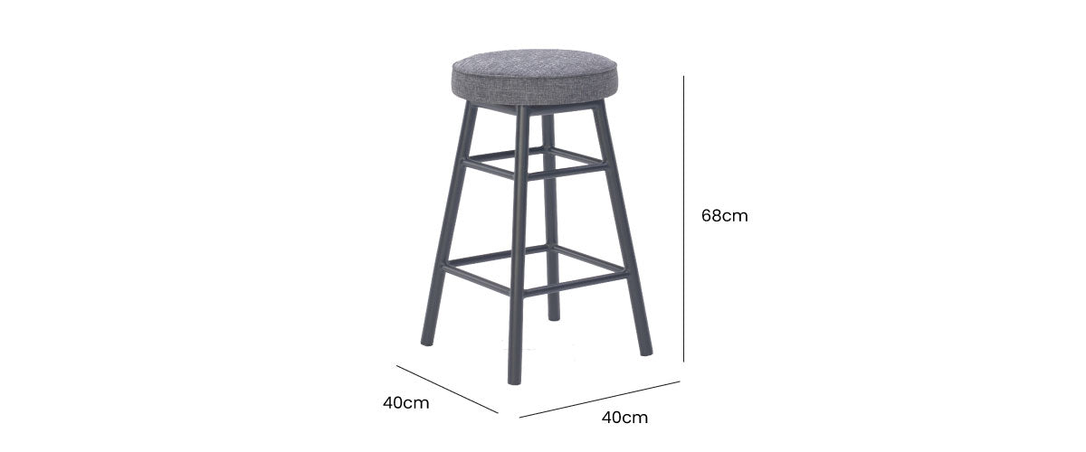 Dan Alu Bar Stool Upholstered Seat