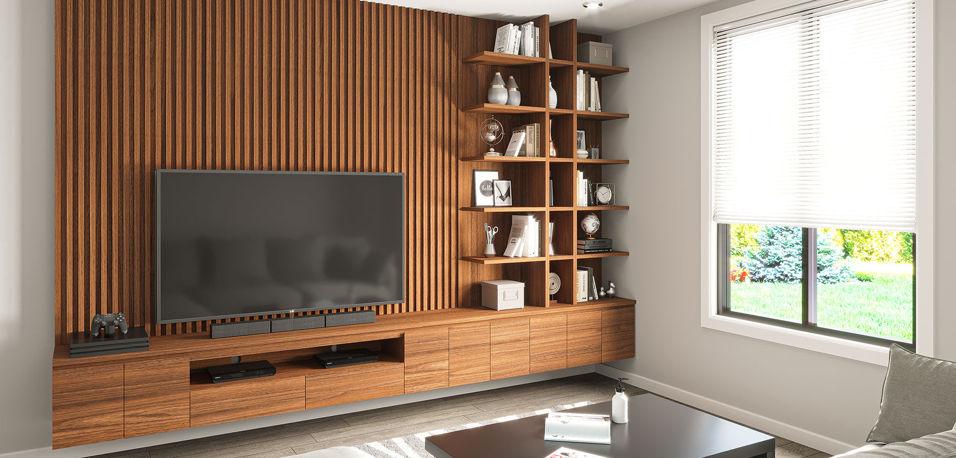 Slatted Panel Floating Media Unit