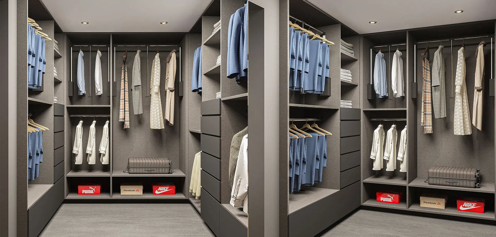 Main Bedroom Walk-In Robe with Pulley Rails   Wintons Teak