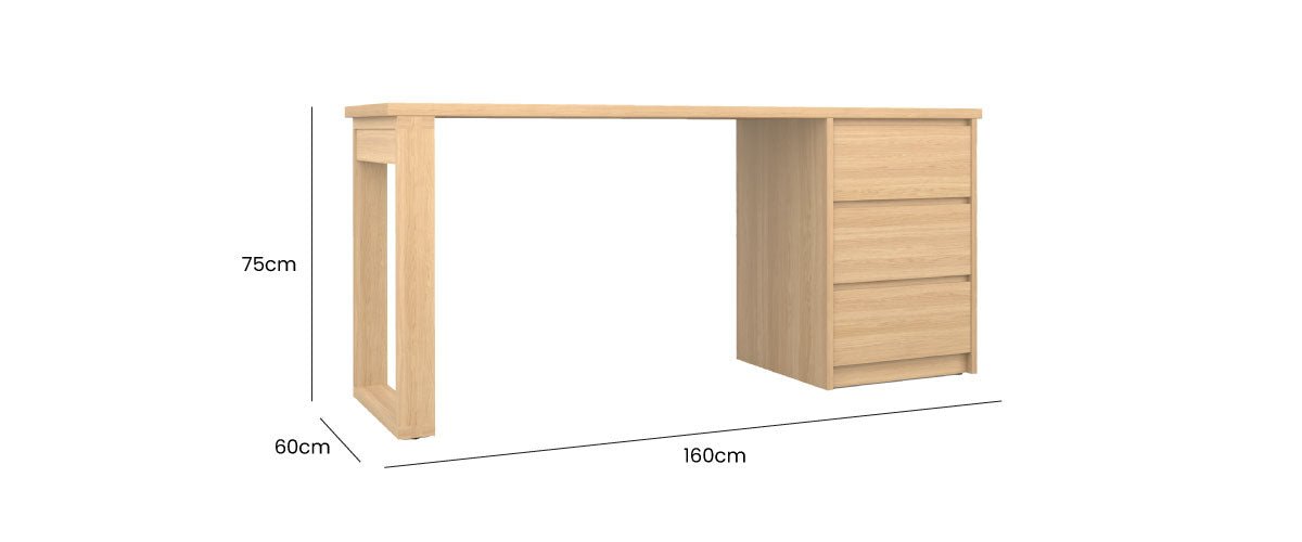 Kara 3 Drawer Desk 160