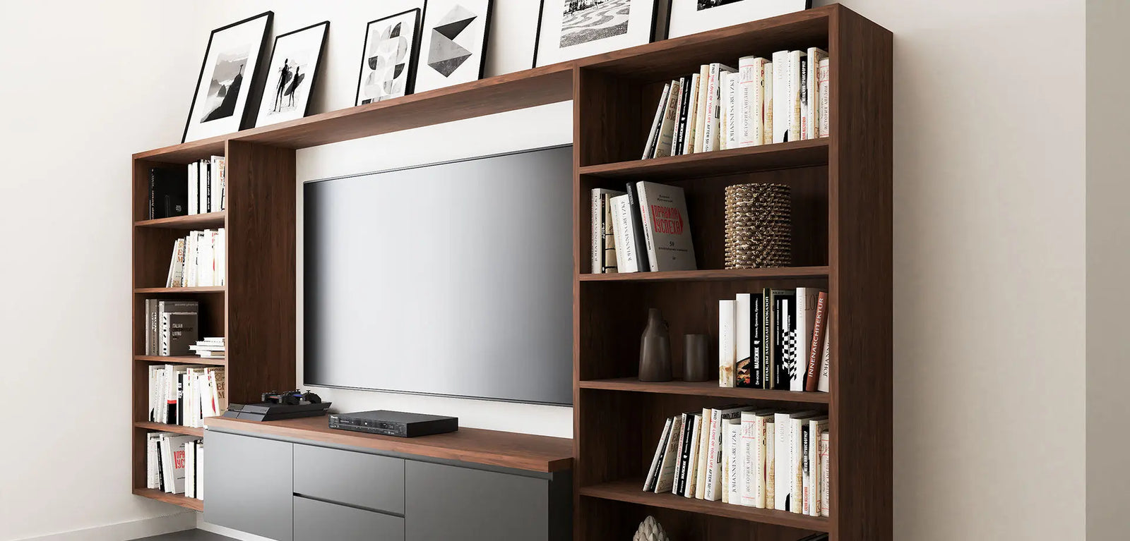 Slimline Wall-Mounted TV Unit   Wintons Teak