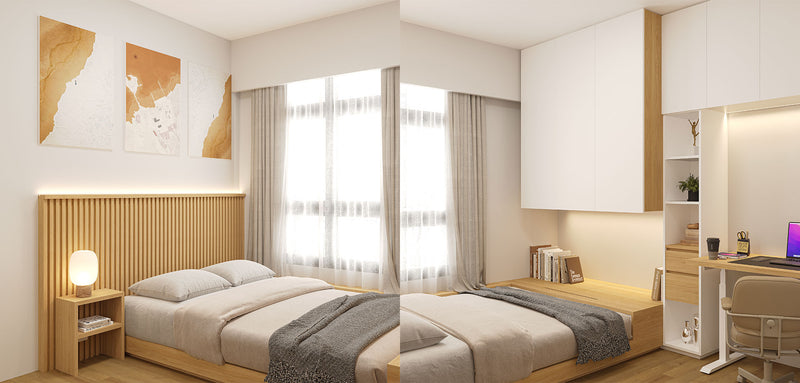 Space-Smart Integrated Bedroom Suite with Sunken Bedframe