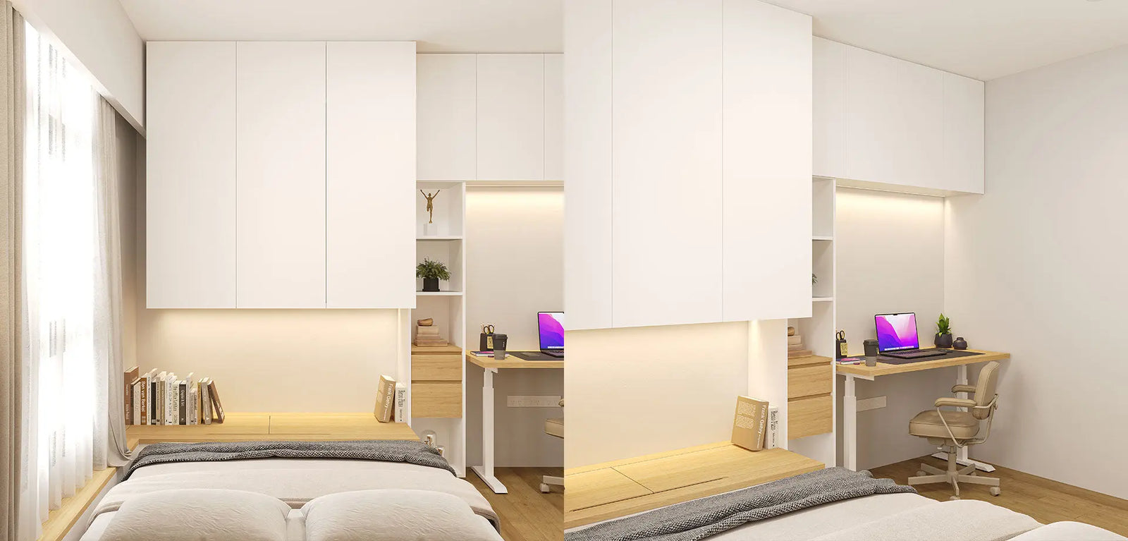 Space-Smart Integrated Bedroom Suite with Sunken Bedframe   Wintons Teak