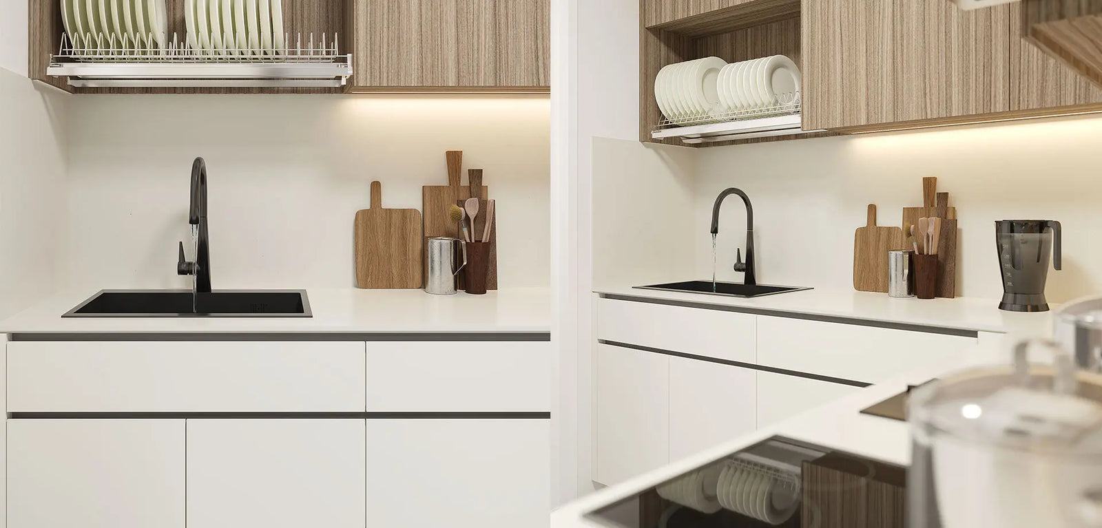 Curved Compact Kitchen with Integrated Storage   Wintons Teak