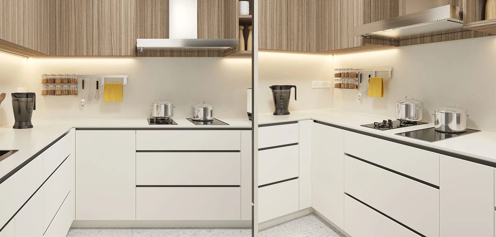 Curved Compact Kitchen with Integrated Storage   Wintons Teak
