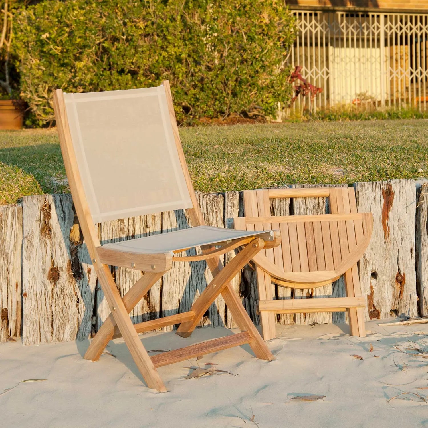 Mendez Folding Chair Grey   Wintons Teak