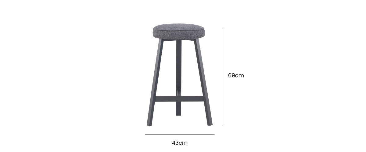 Oto Alu Bar Stool Upholstered Seat