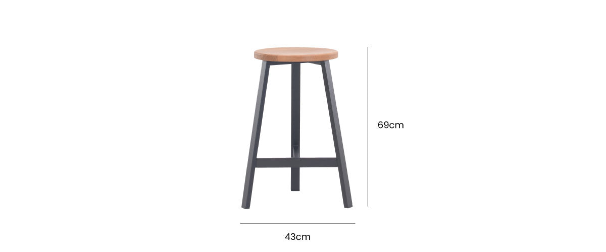 Oto Alu Bar Stool Timber Seat