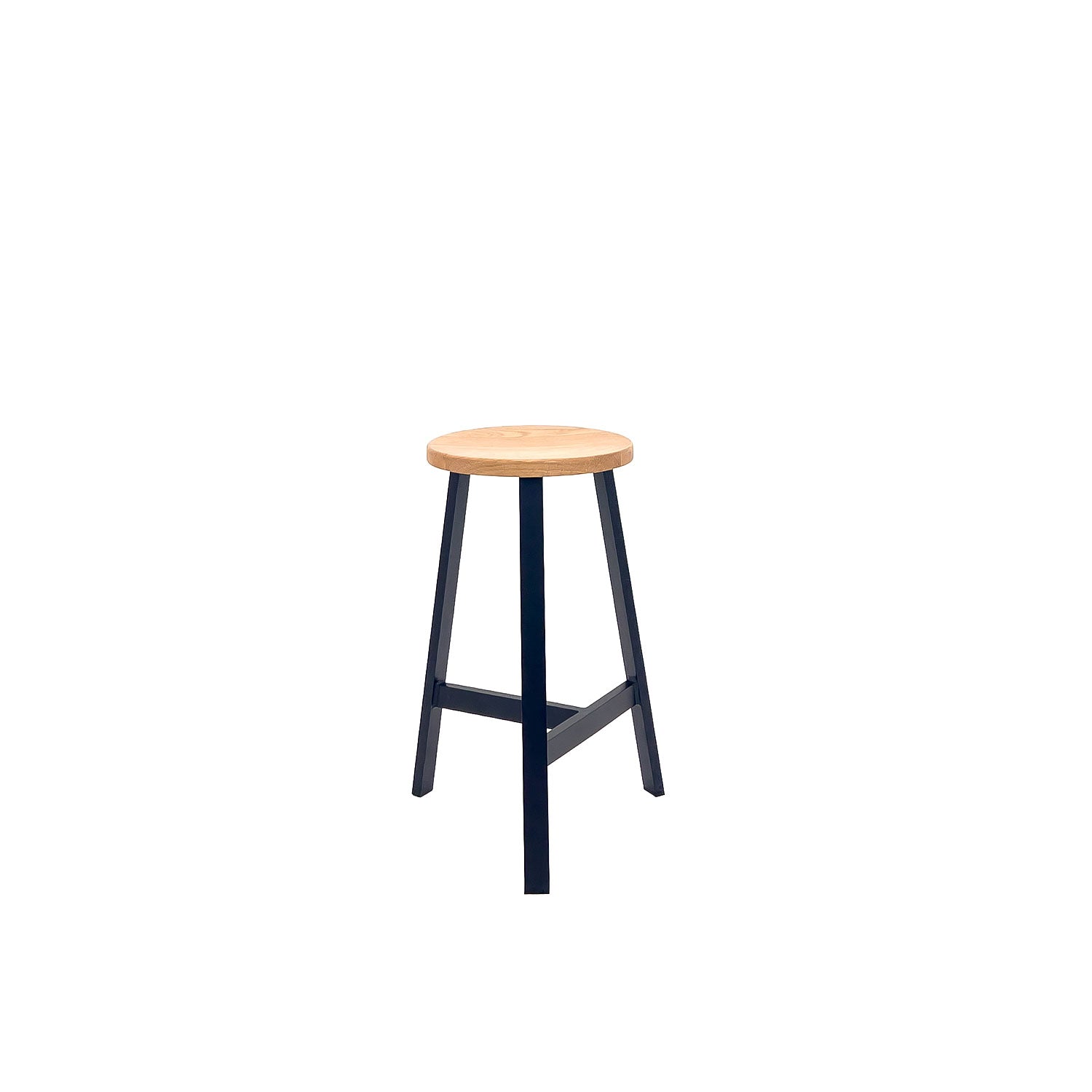 Oto Alu Bar Stool Black - Timber Seat - Oak