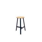 Oto Alu Bar Stool Black - Timber Seat - Oak