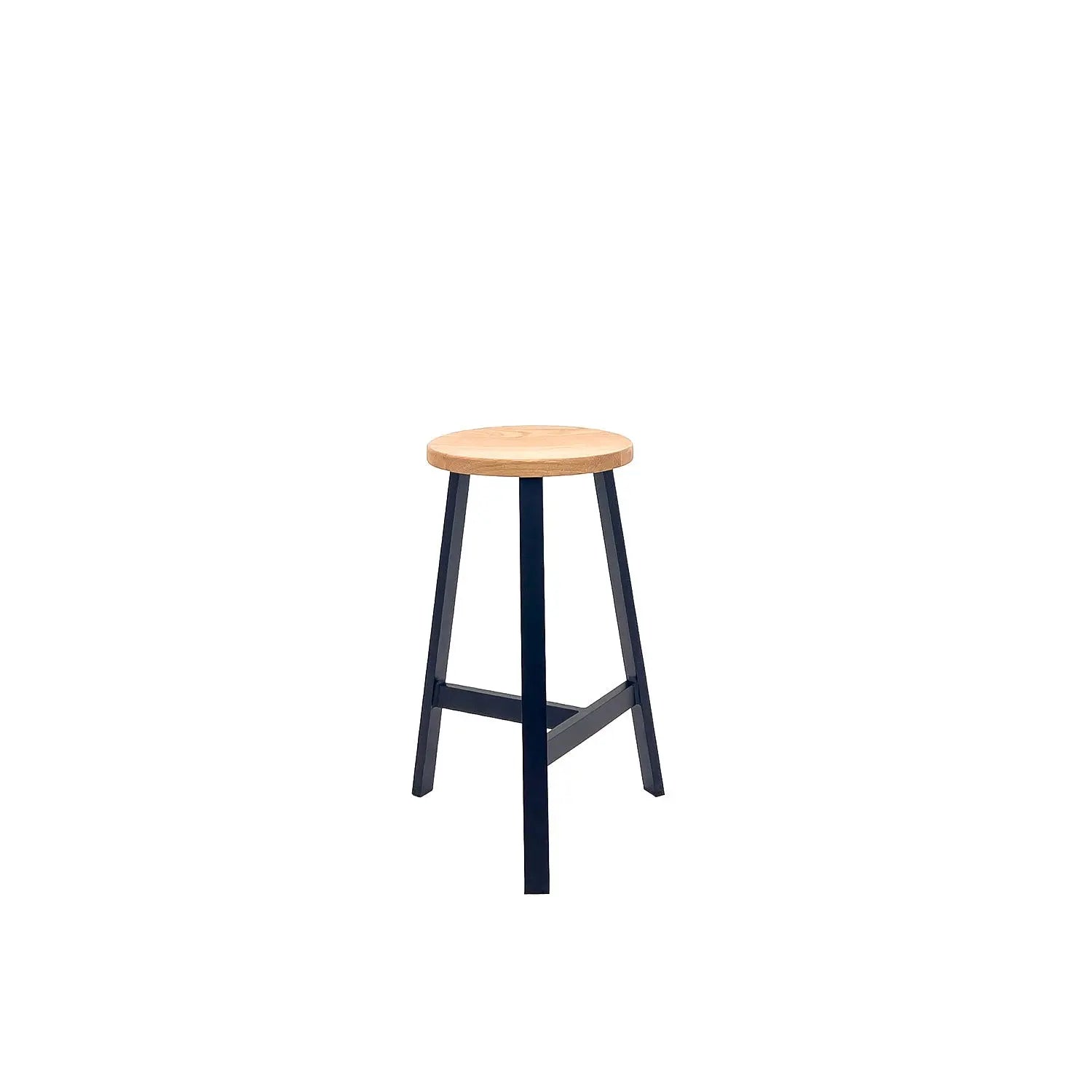 Oto Alu Bar Stool Black - Timber Seat - Oak