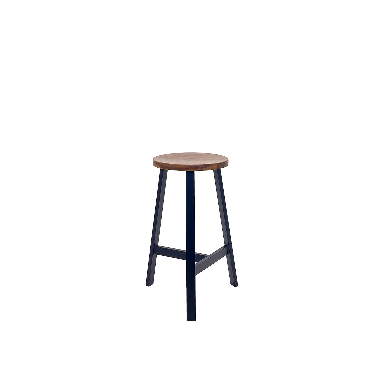 Oto Alu Bar Stool Black - Timber Seat - Teak Amber
