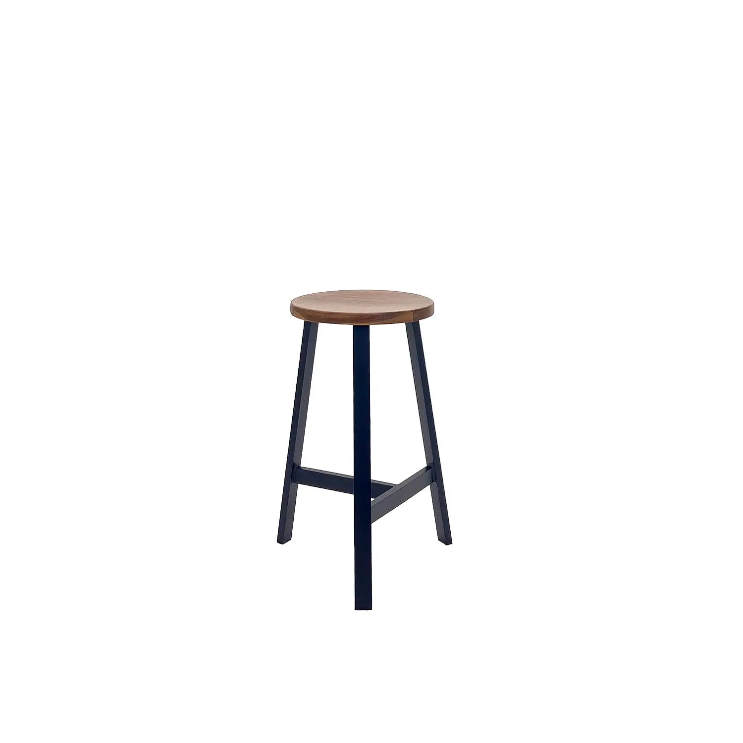 Oto Alu Bar Stool Black - Timber Seat - Teak Amber