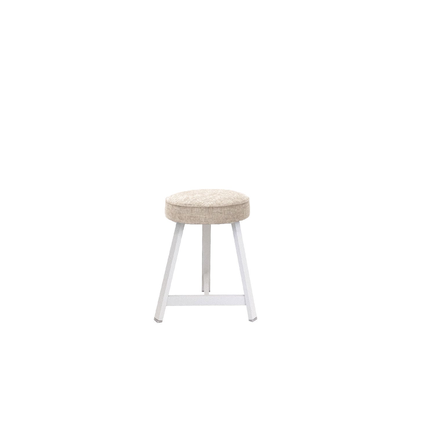 Oto Alu Dining Stool - Upholstered Seat - White / Karl Wheat