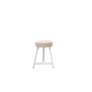 Oto Alu Dining Stool - Upholstered Seat - White / Karl Wheat
