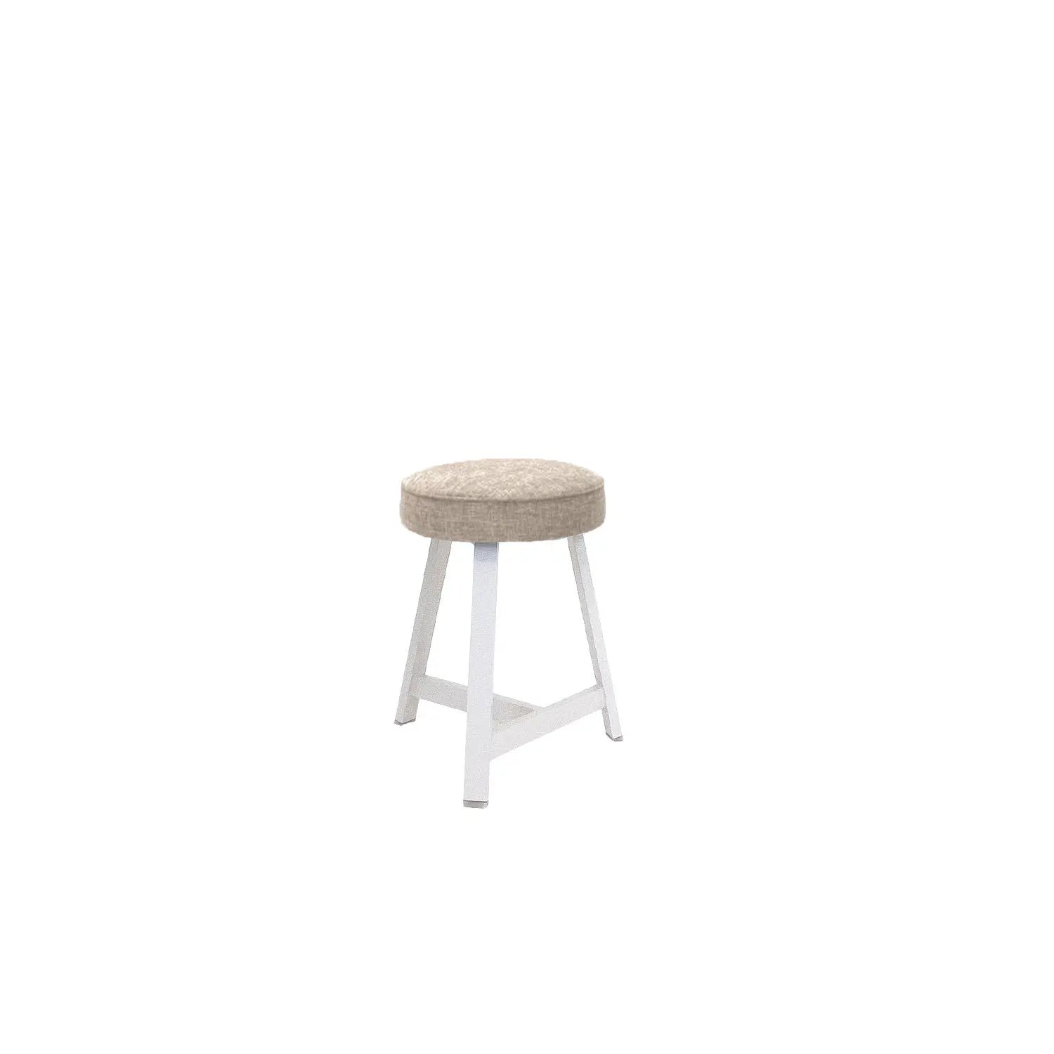 Oto Alu Dining Stool - Upholstered Seat - White / Karl Wheat
