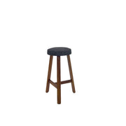 Oto Bar Stool Teak Amber - Upholstered Seat - Karl Dark Grey