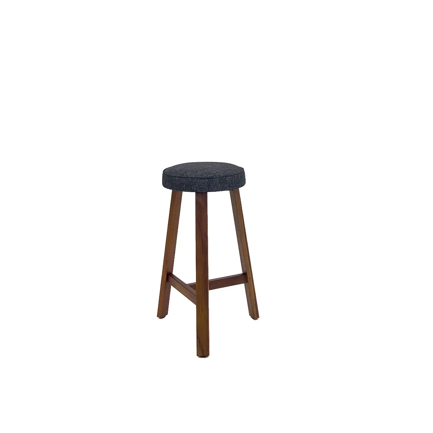 Oto Bar Stool Teak Amber - Upholstered Seat - Karl Dark Grey