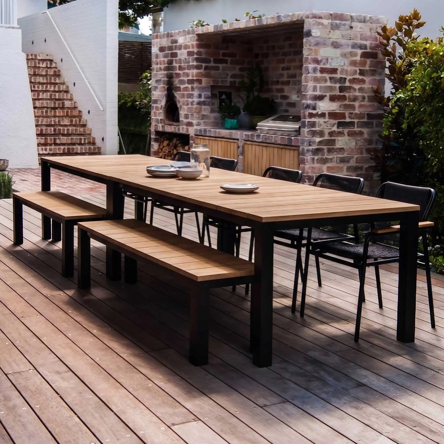 Piav Alu Rectangular Outdoor Table Black   Wintons Teak