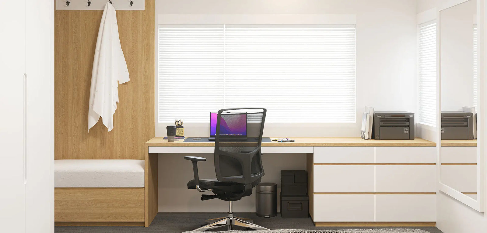 Full-Room Bedroom Suite with Integrated Wardrobe & Study   Wintons Teak