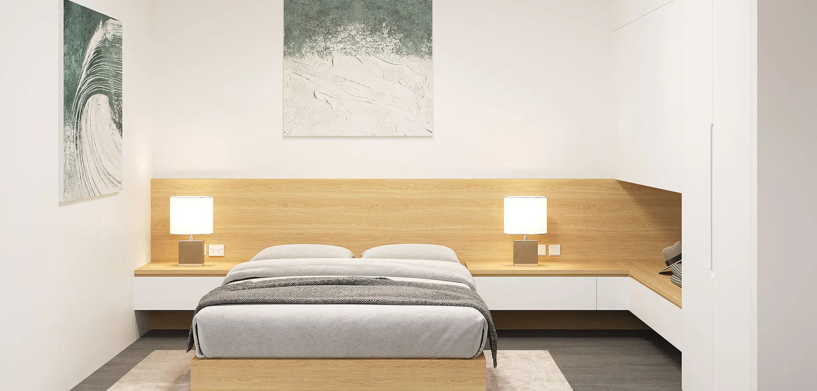 Full-Room Bedroom Suite with Integrated Wardrobe & Study   Wintons Teak