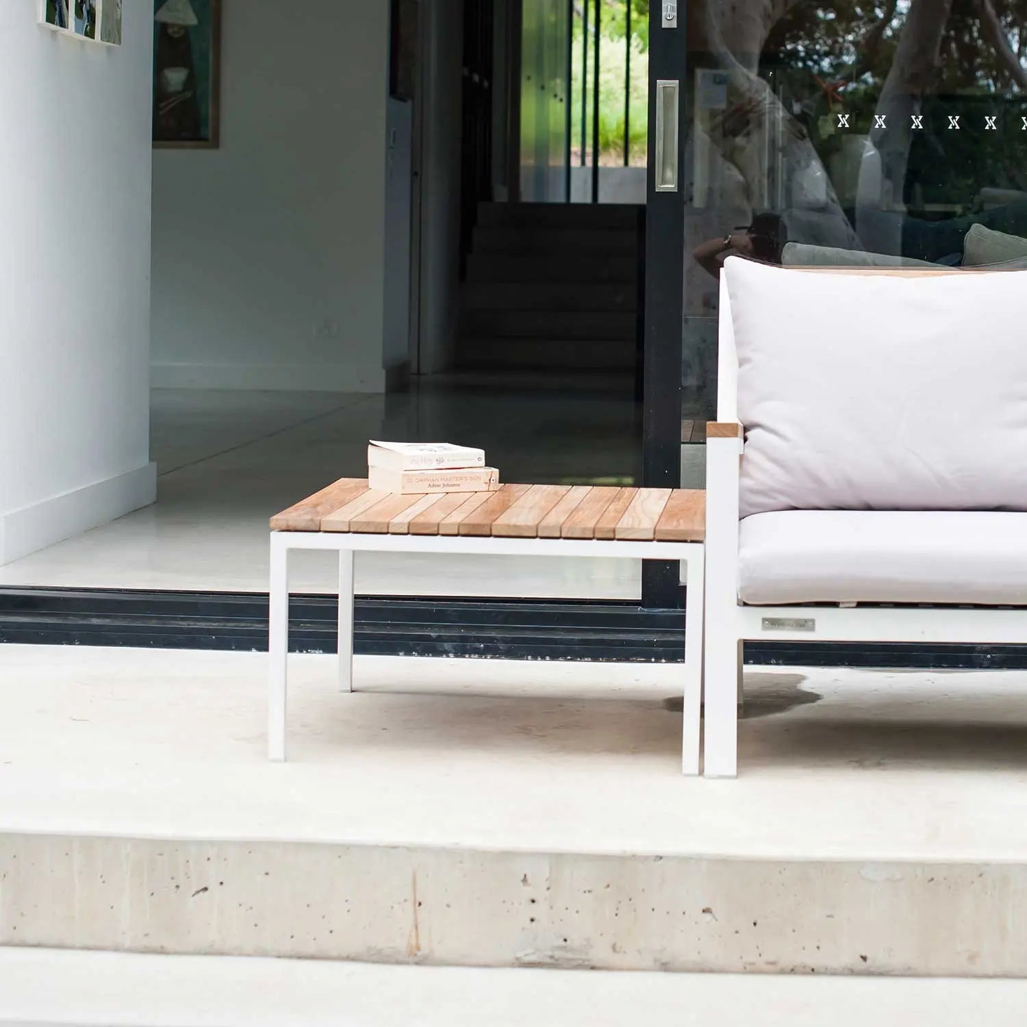 Tandem Alu Square Coffee Table White   Wintons Teak