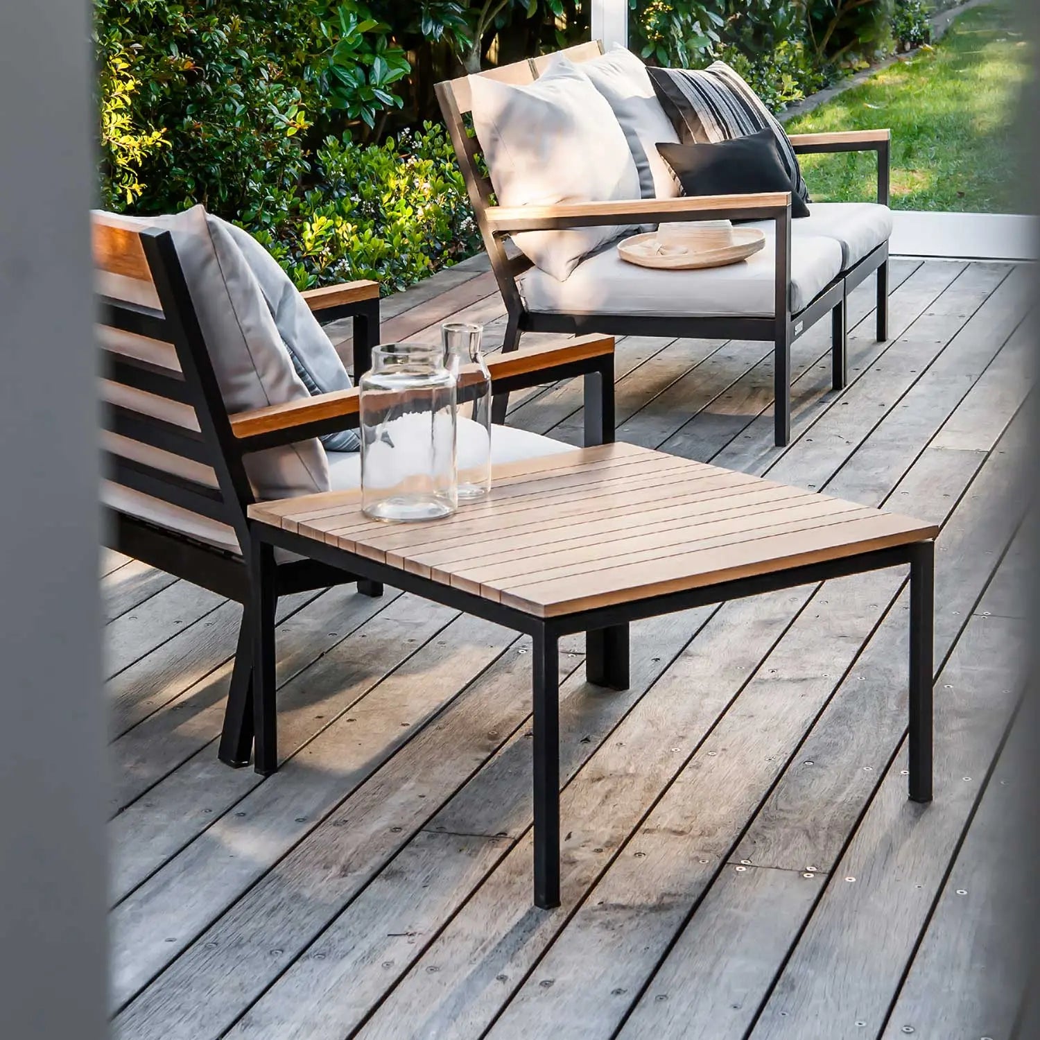 Tandem Alu Square Coffee Table Black   Wintons Teak