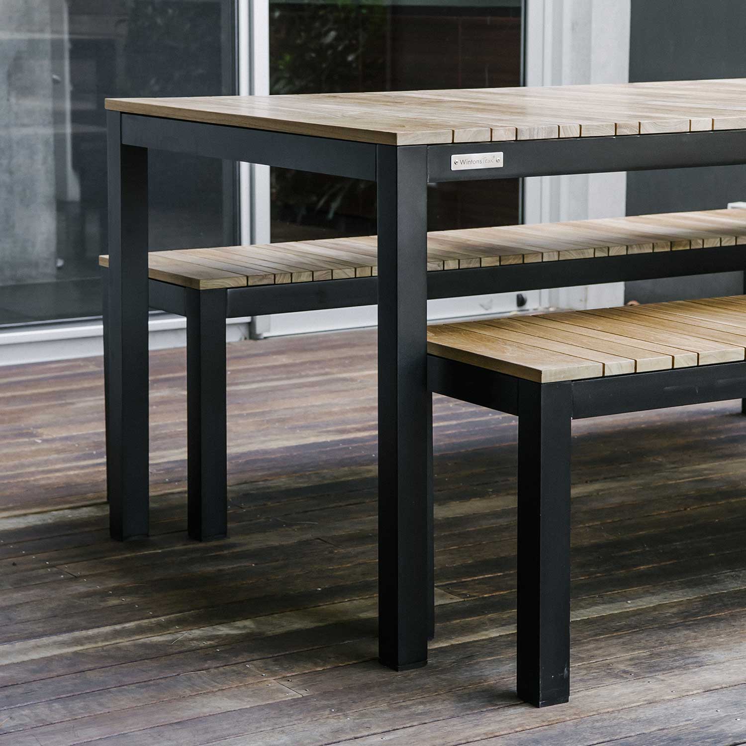 Tandem Alu Backless Bench Black Sand