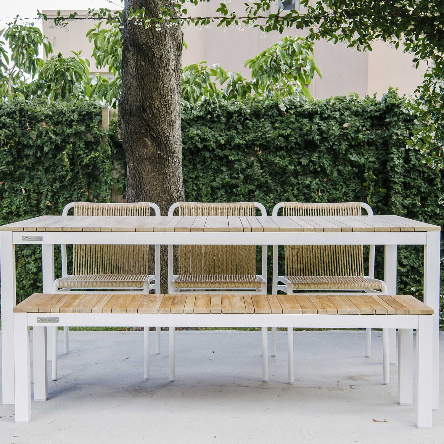 Tandem Alu Backless Bench White Sand