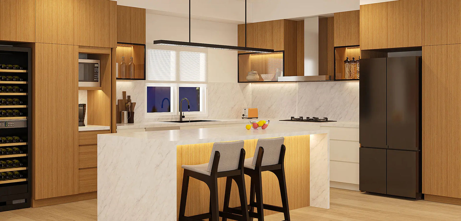 Refined Open-Plan Kitchen with Concealed Utility Zones   Wintons Teak