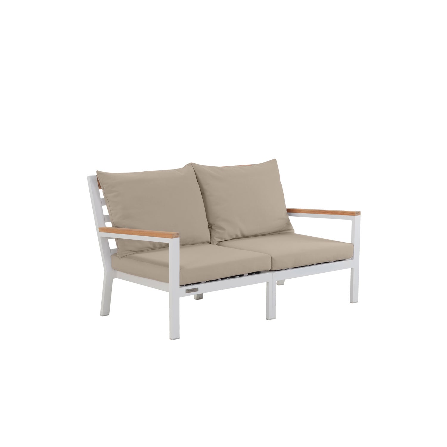 Abacus Alu Sofa White - L144 - 2 Seater / Olefin Taupe
