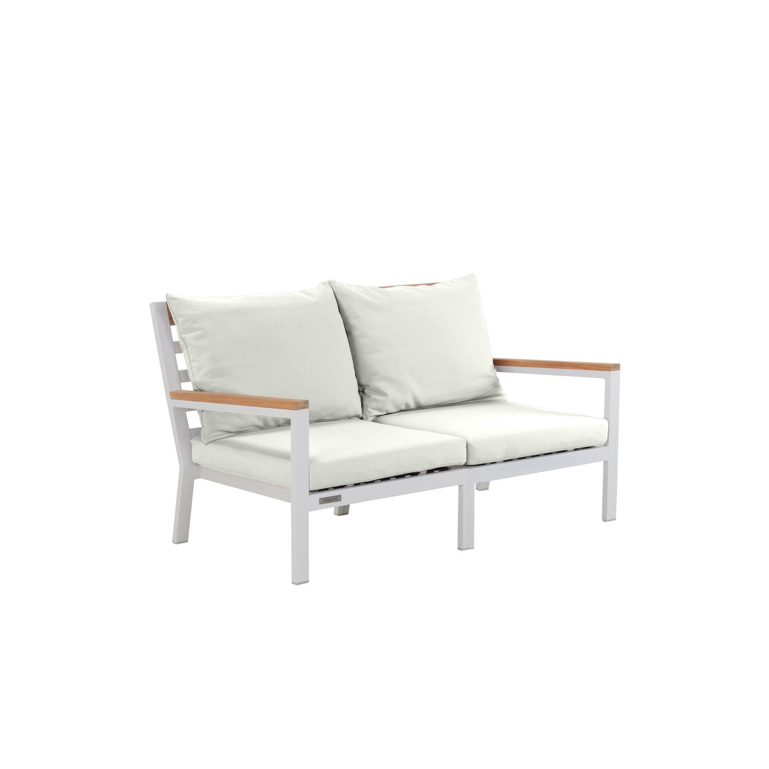 Abacus Alu Sofa White - L144 - 2 Seater / Sunbrella Stone