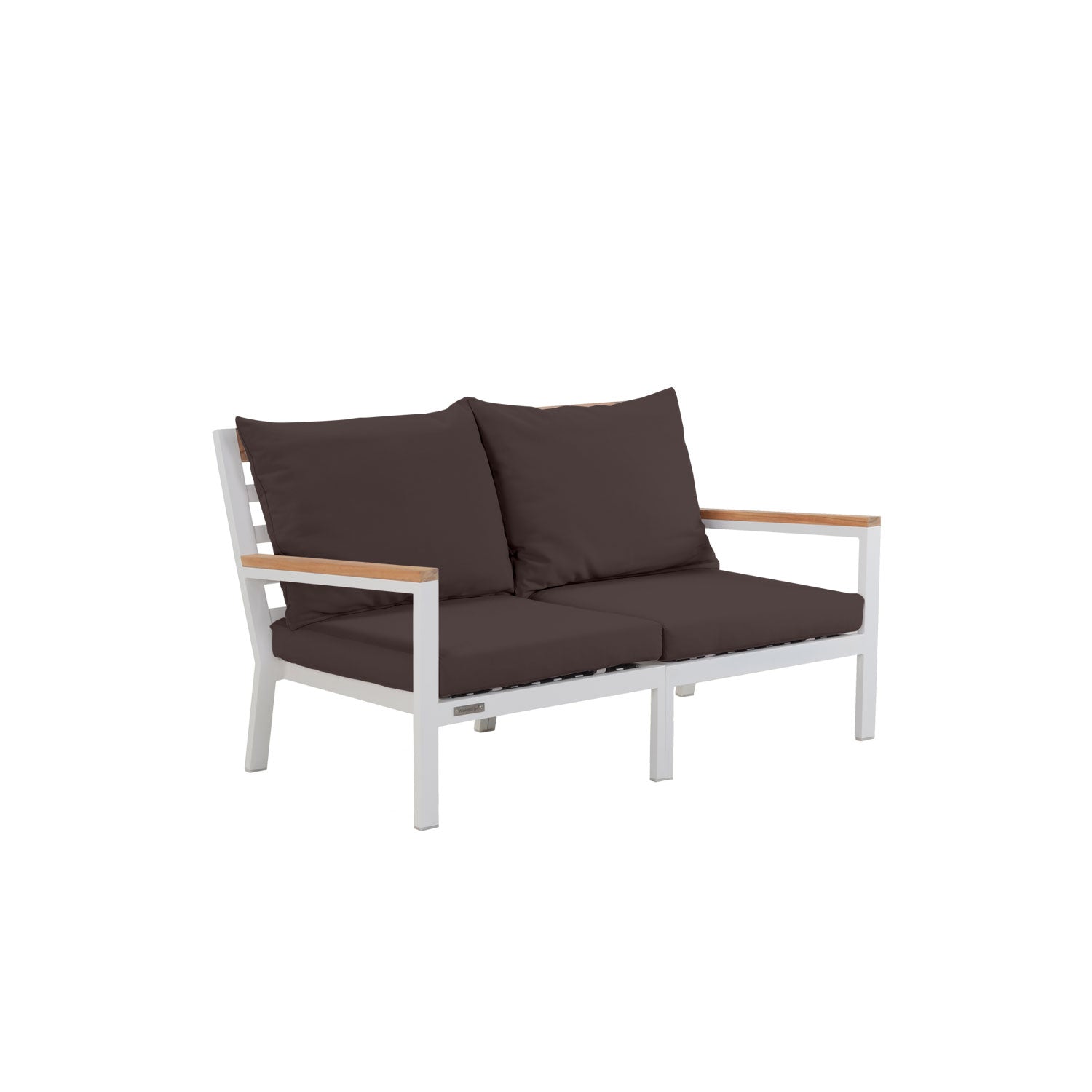 Abacus Alu Sofa White - L144 - 2 Seater / Sunbrella Walnut