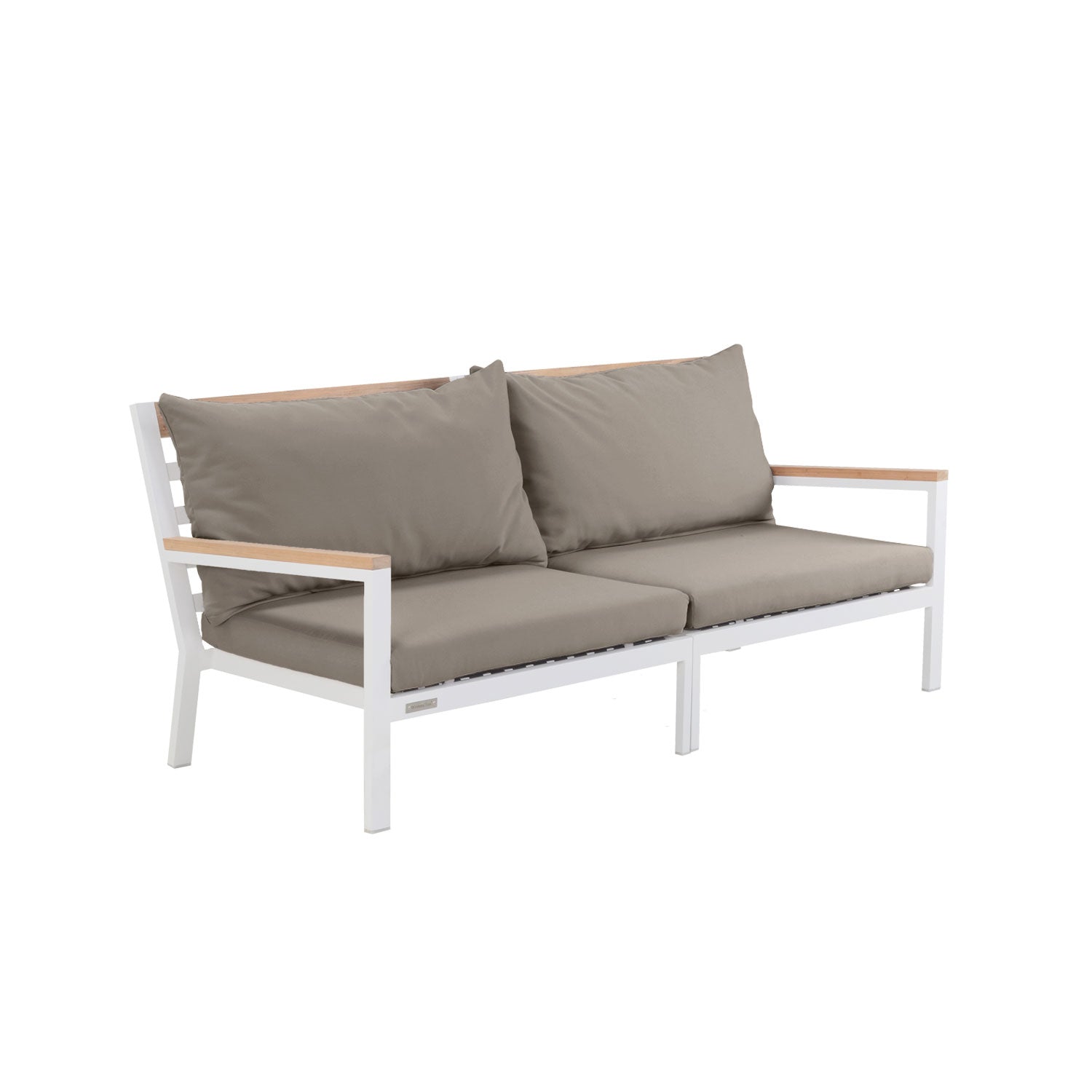 Abacus Alu Sofa White - L194 - 3 Seater / Sunbrella Taupe