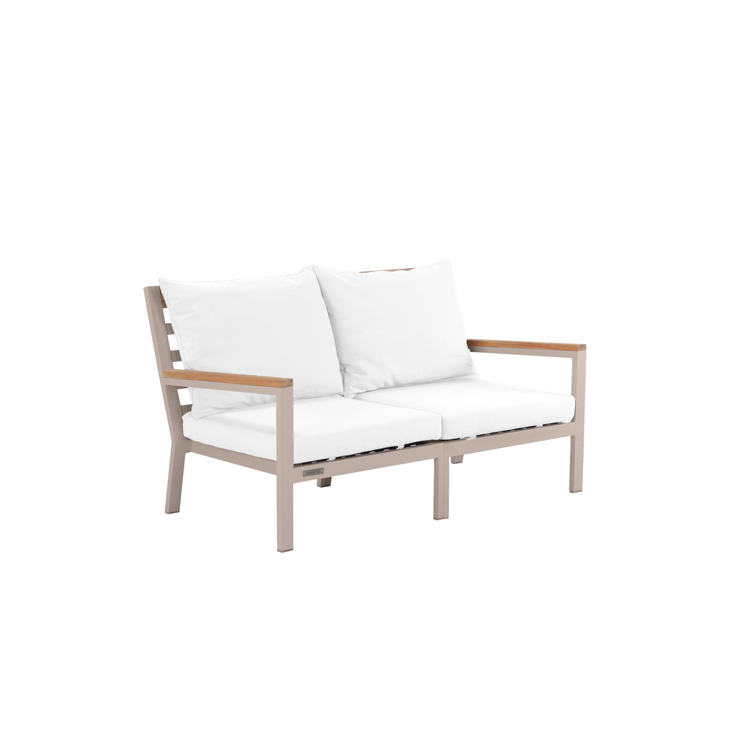 Abacus Alu Outdoor Sofa Taupe - L144 - 2 Seater / Sunbrella White