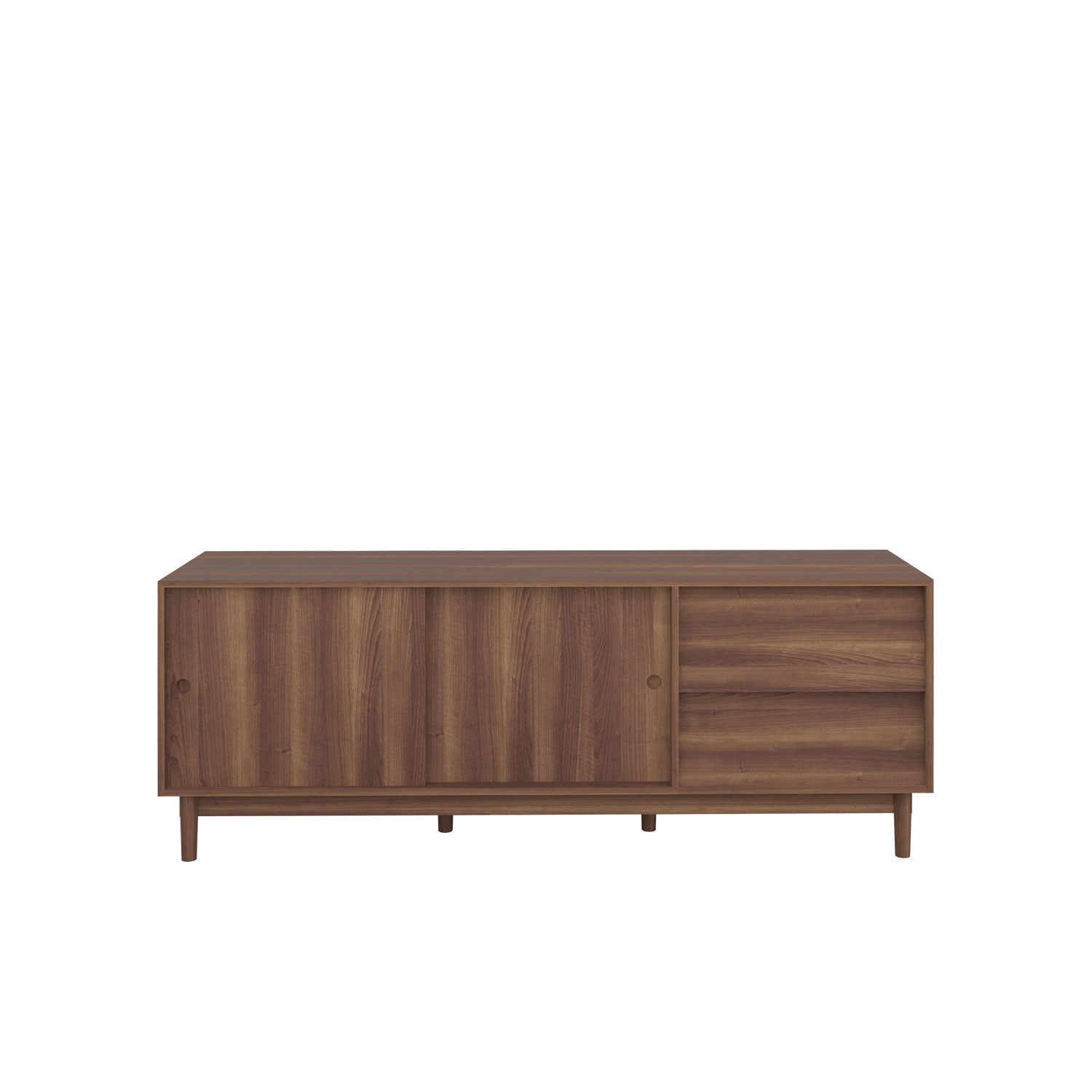 Alvar TV Unit 180 Walnut with Sliding Doors & Drawers