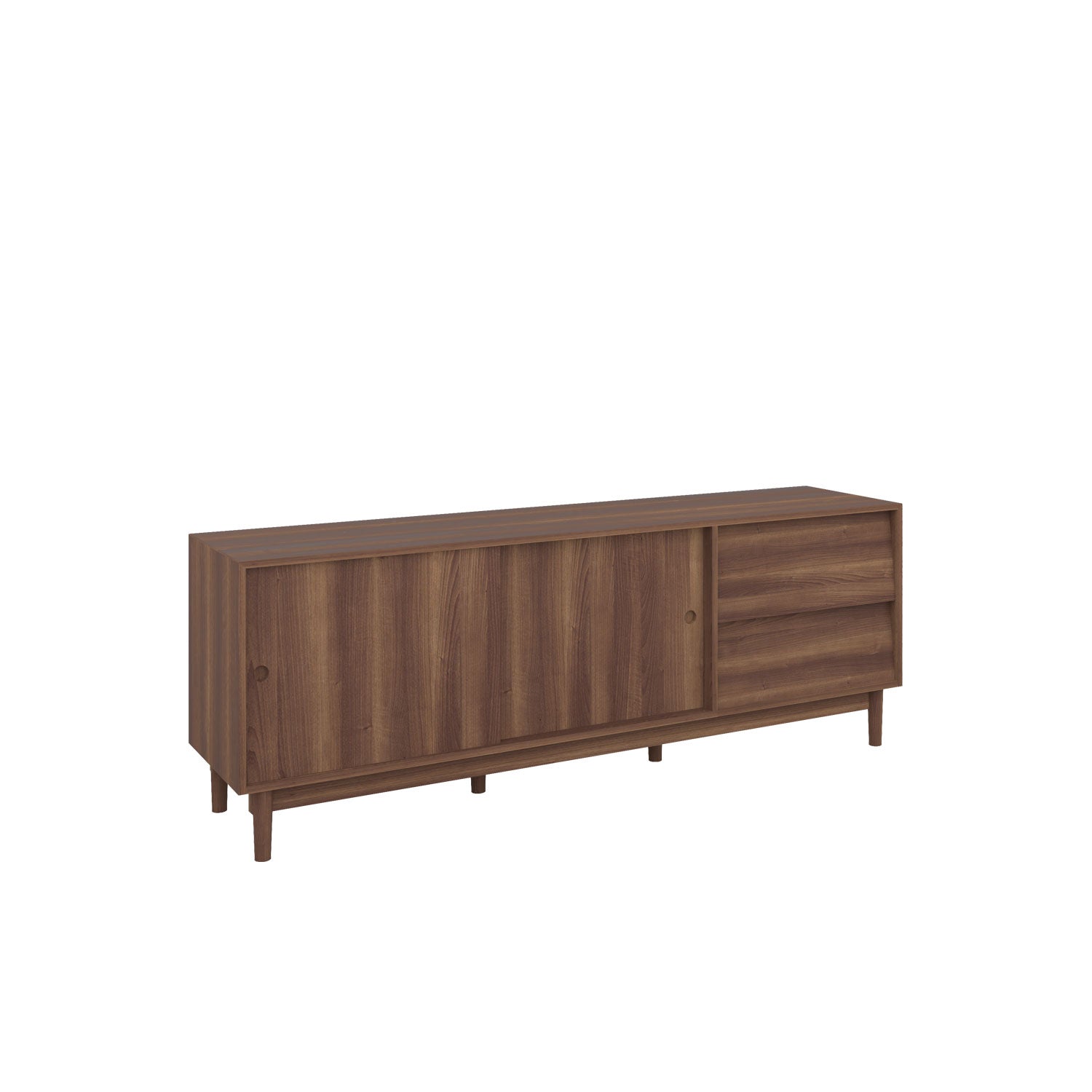 Alvar TV Unit 180 Walnut with Sliding Doors & Drawers