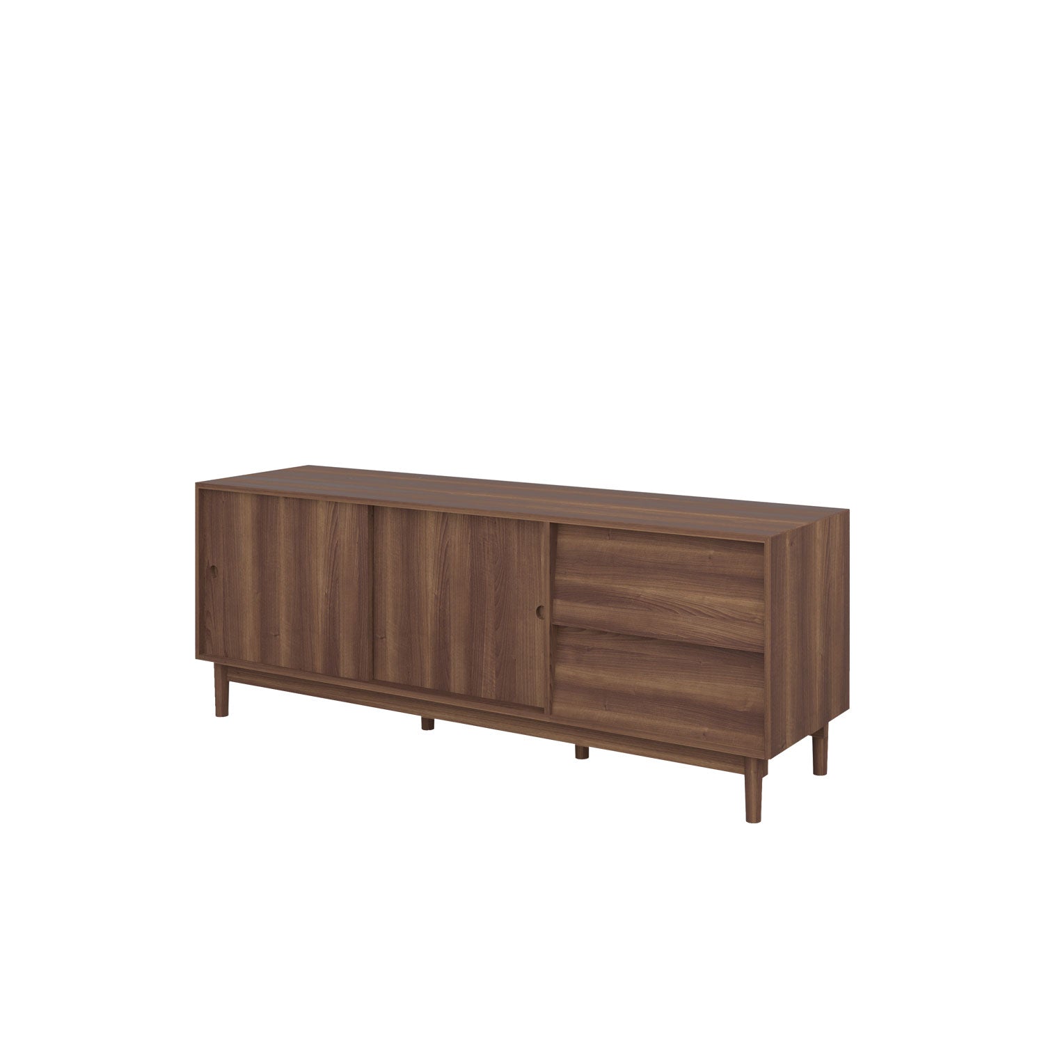 Alvar TV Unit 180 Walnut with Sliding Doors & Drawers