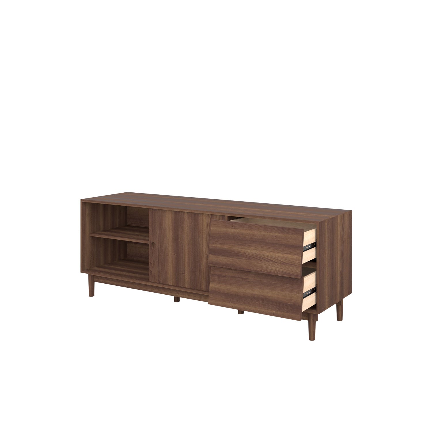 Alvar TV Unit 180 Walnut with Sliding Doors & Drawers